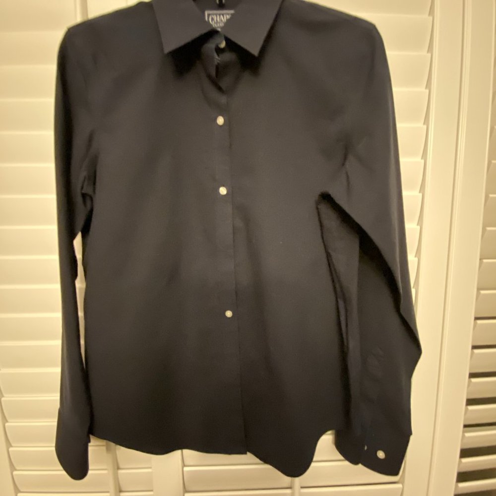 Chaps Navy Blue - No Iron Button Down Shirt Size M